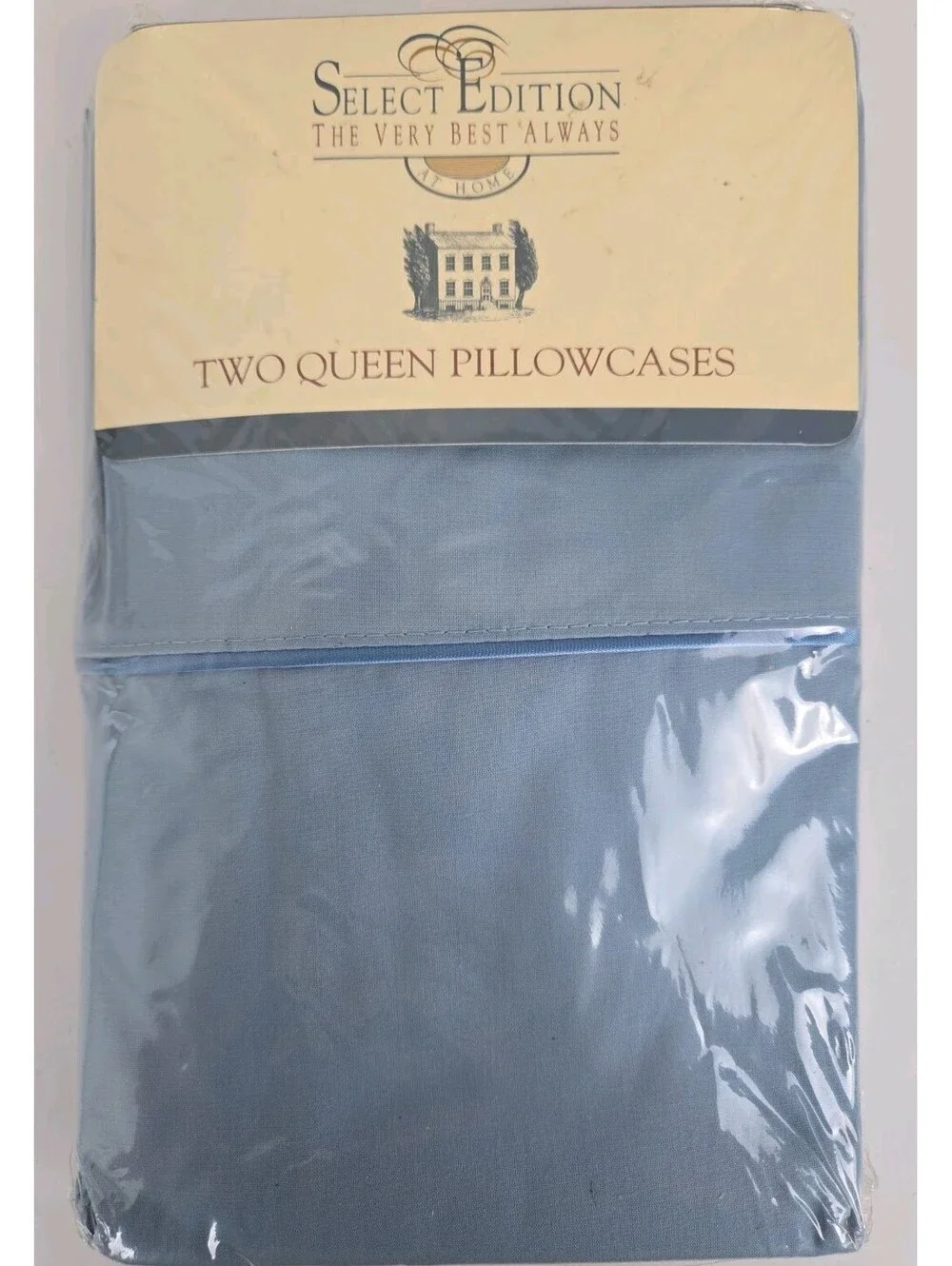 Select Edition 200 TC Set Of 2 Queen Pillowcases Cotton Poly Blue US Made